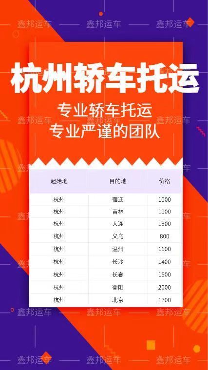 杭州轎車托運(yùn)價格一覽表，讓你輕松掌握物流新動態(tài)！